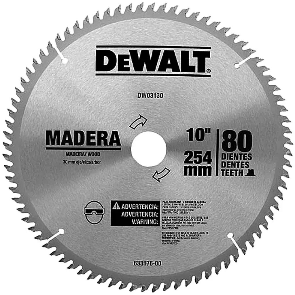 SIERRA CIRCULAR 10"X30MM 80 DIENTES C-TUNG MADERA, DEWALT