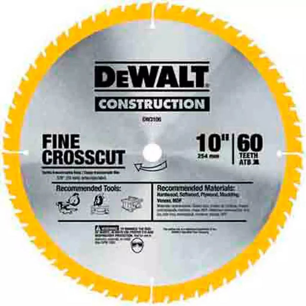 SIERRA CIRCULAR 10"X5/8" 60 DIENTES C-TUNG ACABADO FINO ALTO RENDIMIENTO, DEWALT