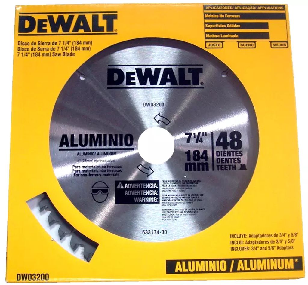 SIERRA CIRCULAR 7-1/4"X5/8" 40 DIENTES P/ALUMINIO, DEWALT