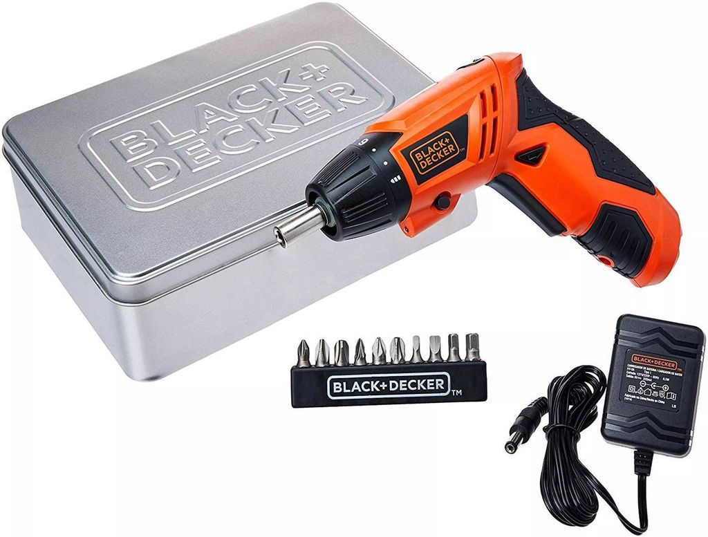 ATORNILLADOR INALAMBRICO 4.8V 1/4" 200RPM C/CARG LUZ LED 10 ACCS + ESTUCHE METALICO, BLACK AND DECKER