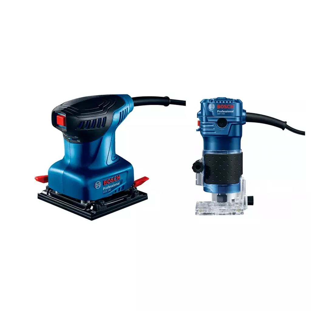 LIJADORA ORBITAL 1/4 HOJA 220 W 14000-28000 OPM (GSS 140)+ROUTER 1/4" 550 W 33000 RPM (GKF 550), BOSCH