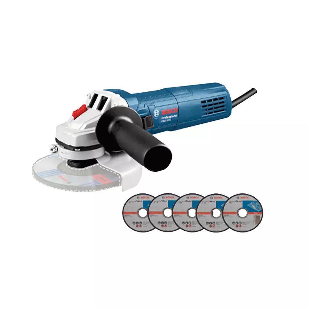 MINI ESMERILADORA ANGULAR 4-1/2" 710W 12000RPM M14(GWS 700)+5 DISCOS DE CORTE STANDARD 115X1,0MM, BOSCH