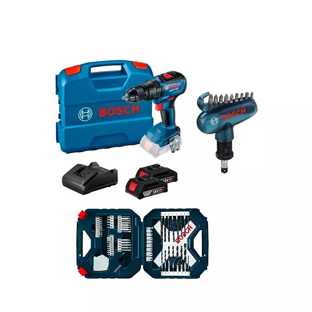 ROTOMARTILLO IN.1/2" 18V BRUSHLESS 1800RPM C/CARG.2BAT+SET BROCAS/PUNTAS(65PZS)+ATOR C/PUNTAS(10PZS), BOSCH