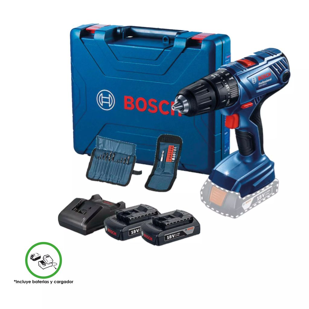 ROTOMARTILLO INALAMBRICO 1/2" 18 V VVR 0-450/01700 RPM 0-27000 GPM 2 BAT CARG + ACCESORIOS, BOSCH