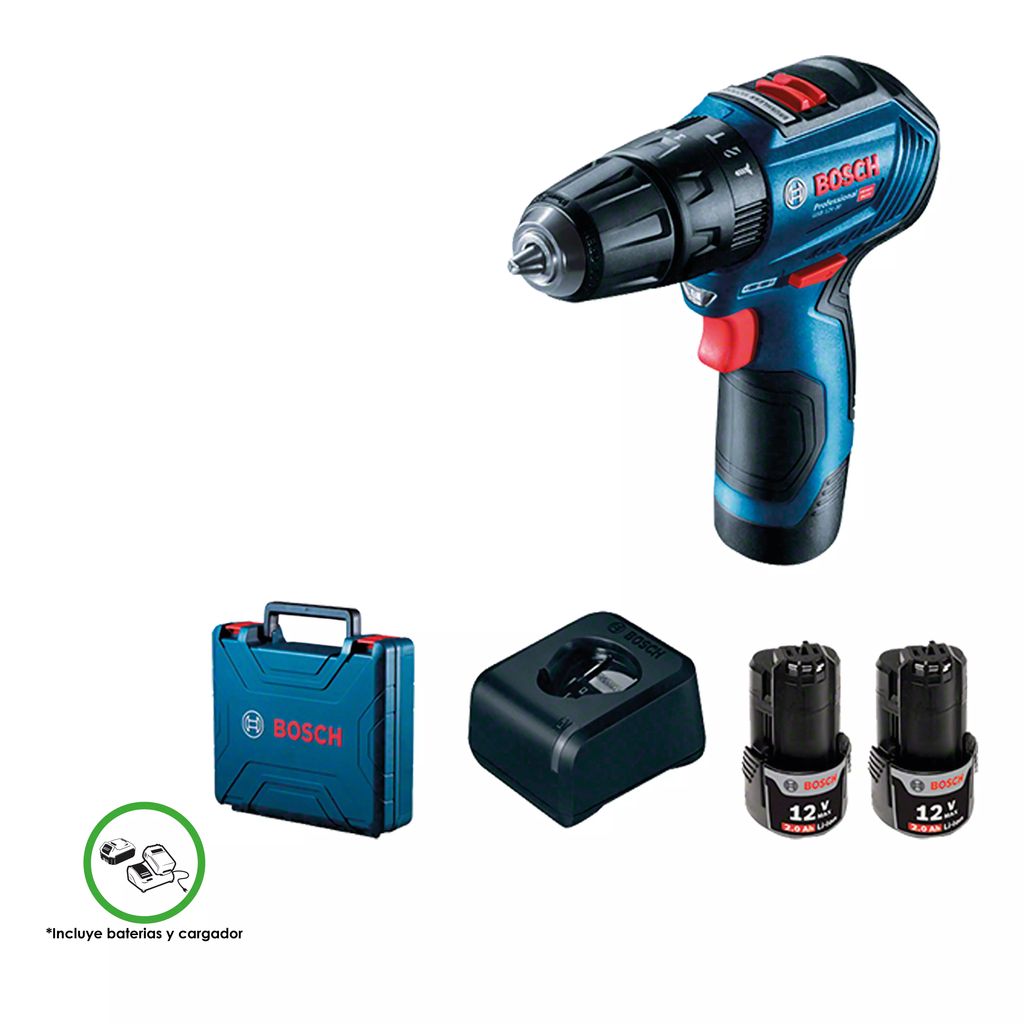 ROTOMARTILLO INALAMBRICO 3/8" 12 V VVR 400/1600 RPM 0-24000 GPM 18/30 NM 2 BAT CARG EST (GSB 12V-30), BOSCH