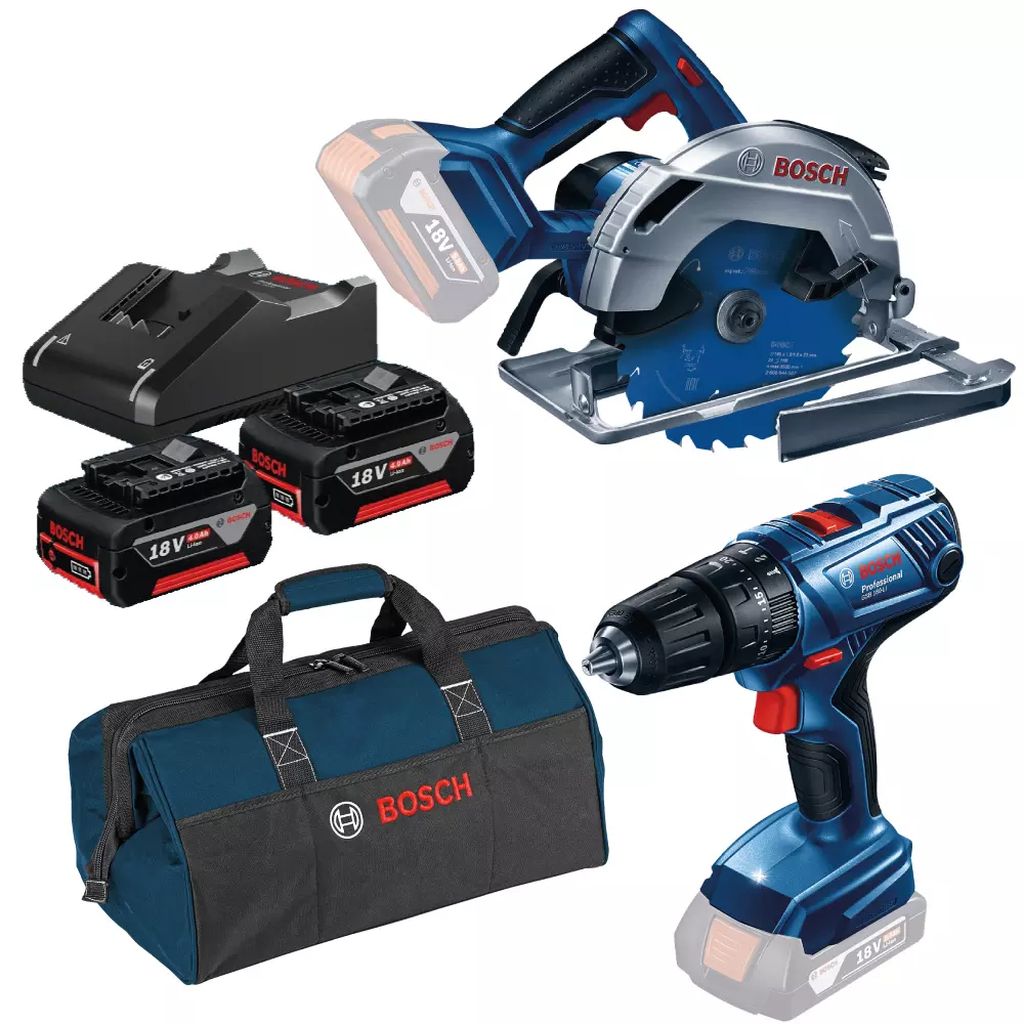 ROTOMARTILLO IN. 1/2" 18V 0-1900RPM+SIERRA CIRCULAR IN.7.1/4" 18V 3400RPM+2BAT ESTARTER C/CARG+MALETA, BOSCH