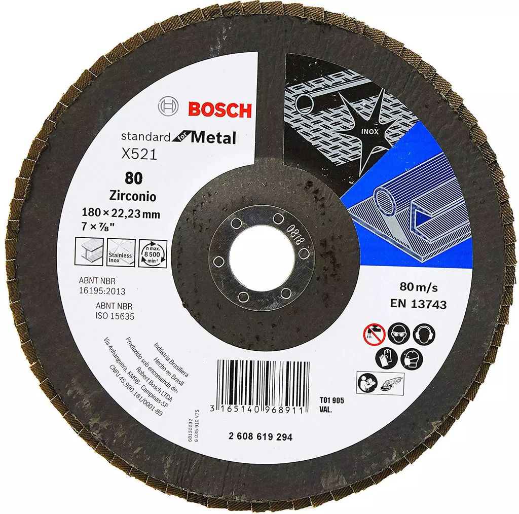 DISCO LAMINADO 7"X7/8" G080 PARA DESBASTE Y PULIDO DE MET Y A.INOX (STANDARD FOR METAL), BOSCH