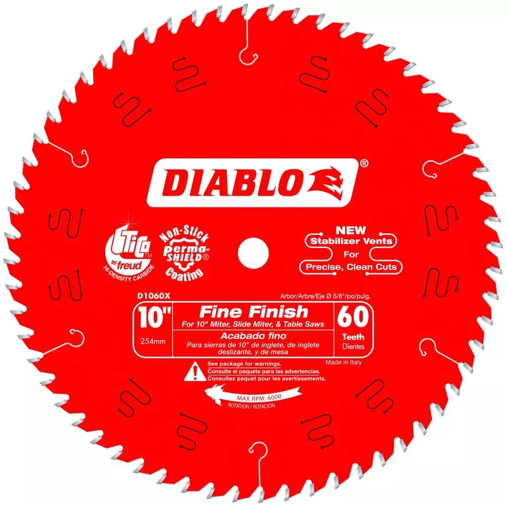 SIERRA CIRCULAR 10"X5/8" 60 DIENTES C-TUNG P/MADERA  ACABADO FINO (DIABLO), DIABLO