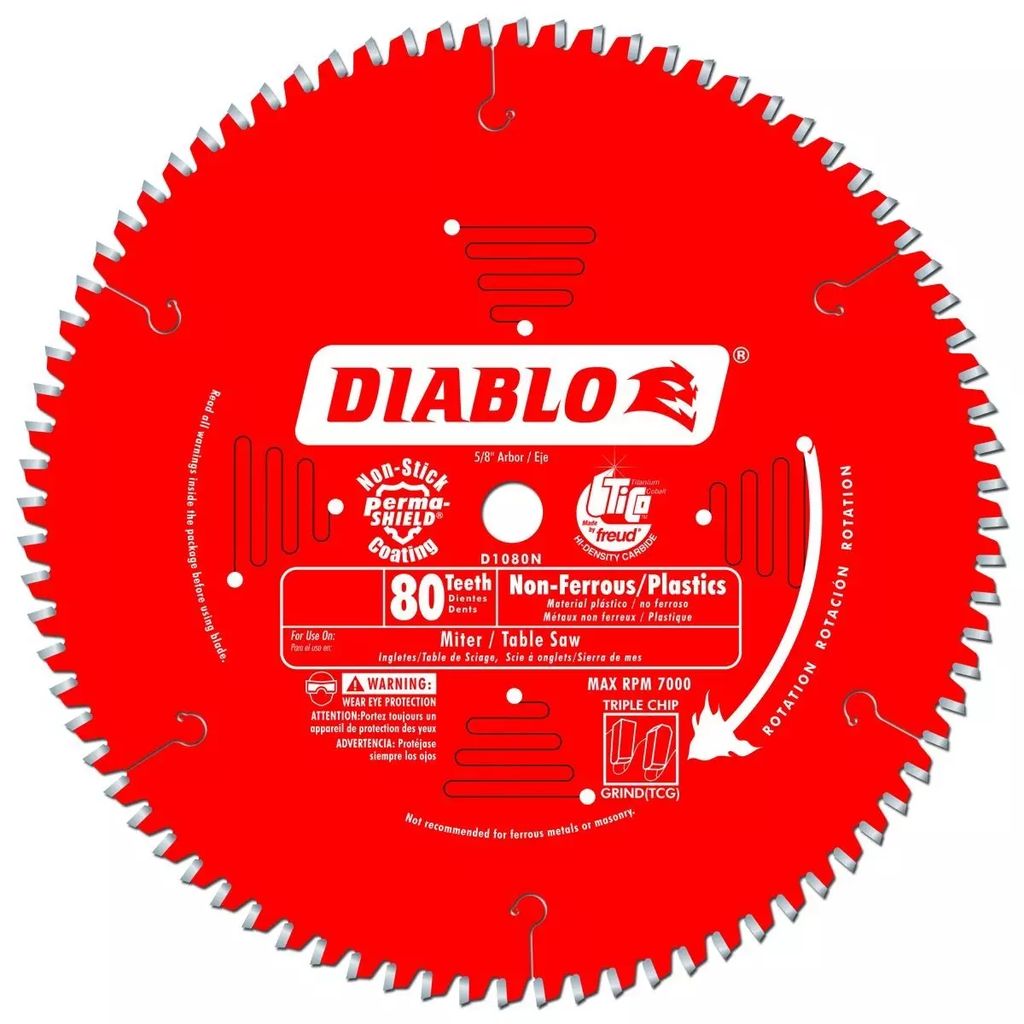 SIERRA CIRCULAR 10"X5/8" 80 DIENTES C-TUNG P/METAL NO FERROSO/PLASTICO (DIABLO), DIABLO