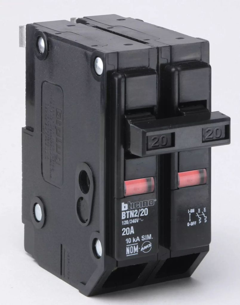 INTERRUPTOR TERMOMAGNETICO 2X20A 20/240V 10KA MONTAJE ENCHUFABLE (BTPLUG), BTPLUG