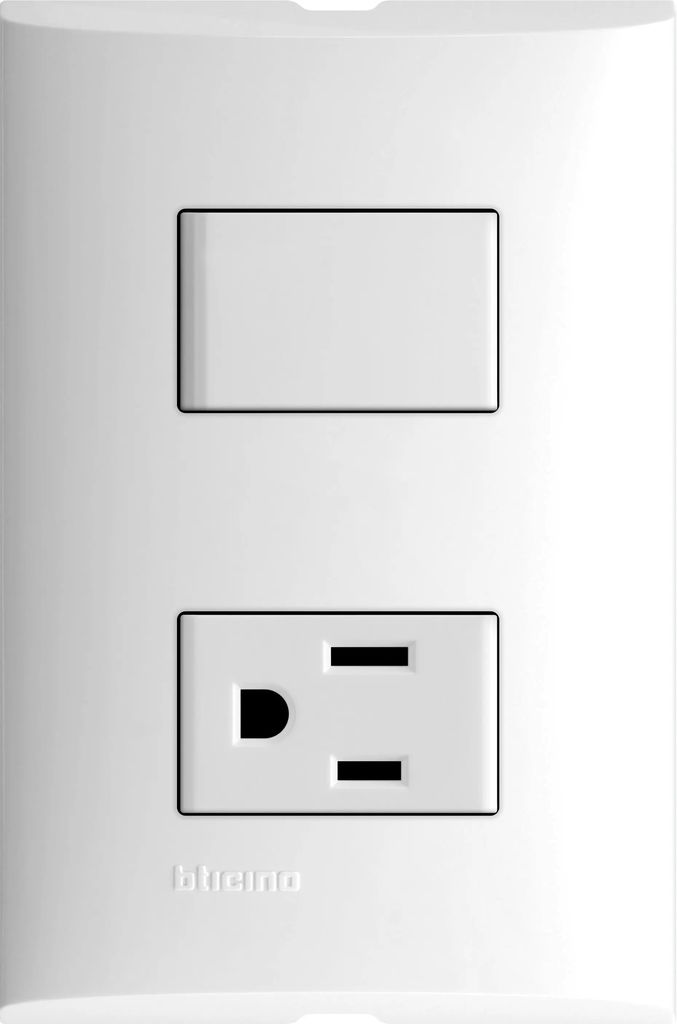 CONTACTO ELECTRICO CON PLACA 2P+T 15A CON PROTECCION INFANTIL CON APAGADOR 1 VIA 10A 127V, FORZA