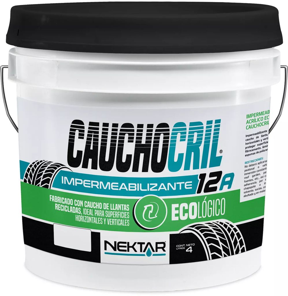 IMPERMEABILIZANTE 12 AÑOS 4 LT BLANCO ECOLOGICO DE CAUCHO DE LLANTAS, CAUCHOCRIL