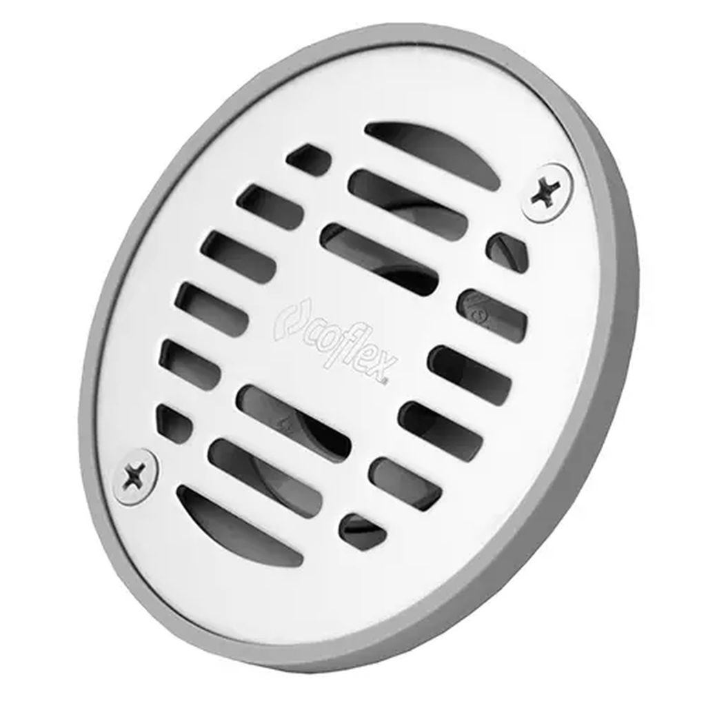 COLADERA PARA PISO REDONDA UNIVERSAL CON REJILLA DE ACERO INOXIDABLE, COFLEX