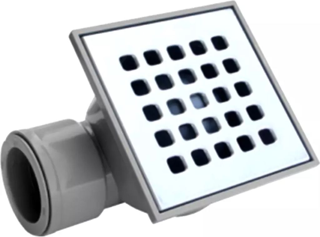 COLADERA P/PISO CUADRADA 10X10CM DE PVC C/REJILLA DE ACERO INOXIDABLE SALIDA HORIZONTAL, COFLEX