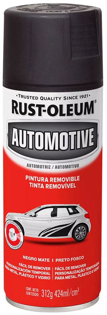 PINTURA EN AEROSOL 424ML NEGRO MATE REMOVIBLE AUTOMOTRIZ (AUTOMOTIVE), RUST OLEUM