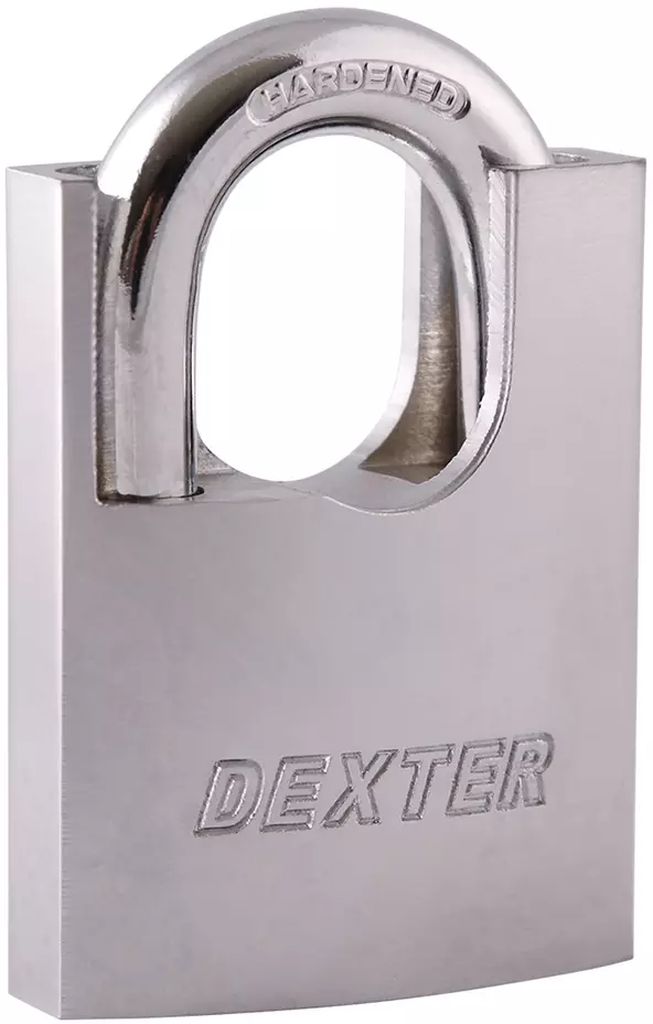 CANDADO DE ACERO 50MM GANCHO PROTEGIDO ANTIPALANCA NIQUEL SATINADO, DEXTER