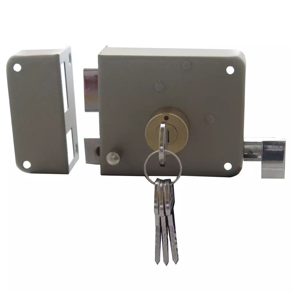 CERRADURA DE SOBREPONER DER ALTA SEGURIDAD INSTALA FACIL LLAVE/PUNTOS GRIS, DEXTER