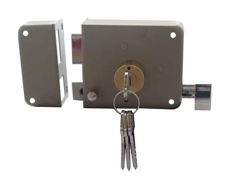 CERRADURA DE SOBREPONER IZQ ALTA SEGURIDAD INSTALA FACIL LLAVE/PUNTOS GRIS, DEXTER