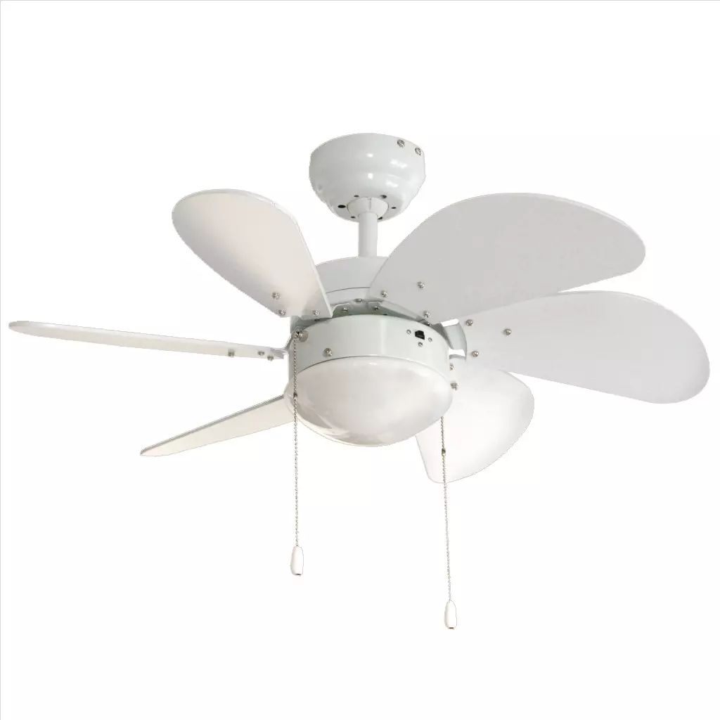 VENTILADOR PARA TECHO 30" 3 VEL. 60W, 6 ASPAS BLANCO ACABADO BLANCO CON SOCKET PARA LAMPAR, VEKER