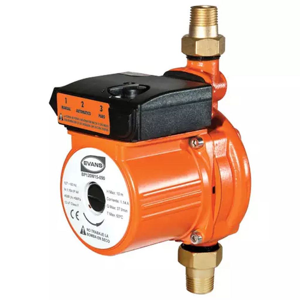 BOMBA PRESURIZADORA 1/2" ALTURA 9MT 35 LPM 120W PRESION BAJO DEMANDA, EVANS