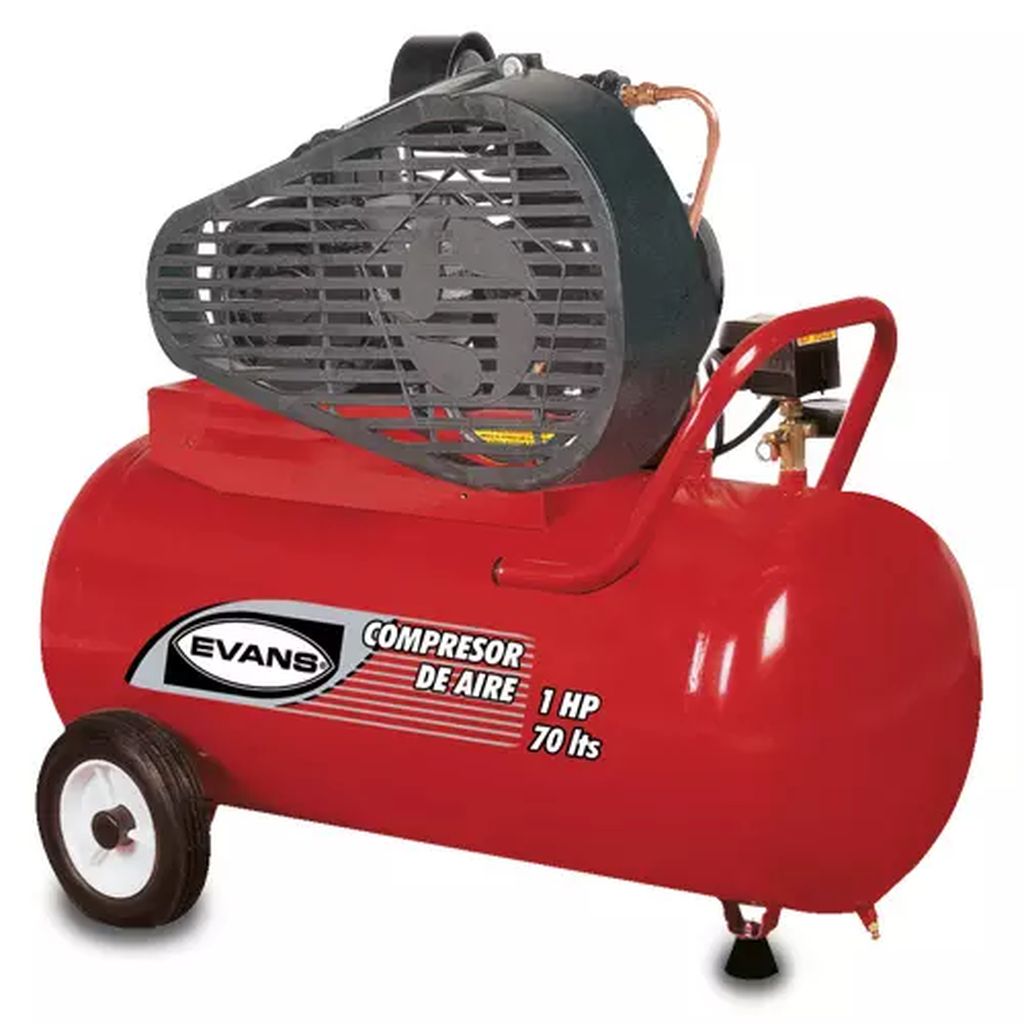COMPRESOR DE BANDA 110/220 VOLT 3600 RPM 1.0 HP 70LT 125PSI HORIZONTAL, EVANS