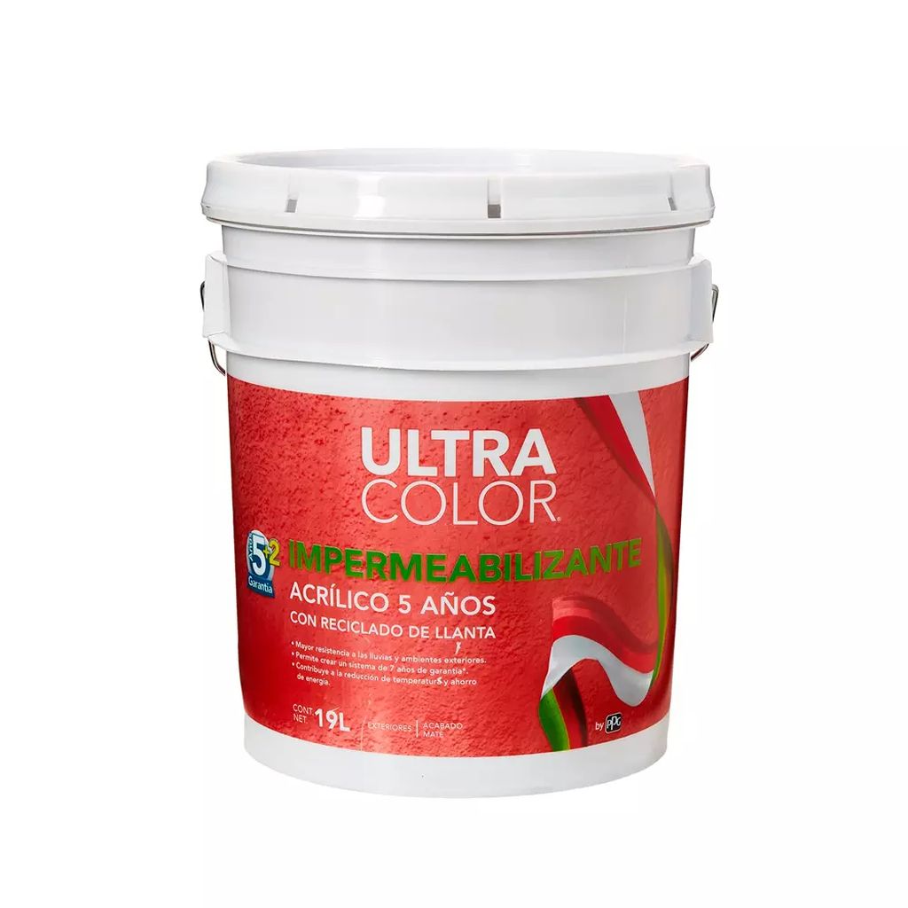 [E5 238285] IMPERMEABILIZANTE 5 AÑOS 19 LT BLANCO ECOLOGICO DE CAUCHO DE LLANTAS, ULTRACOLOR