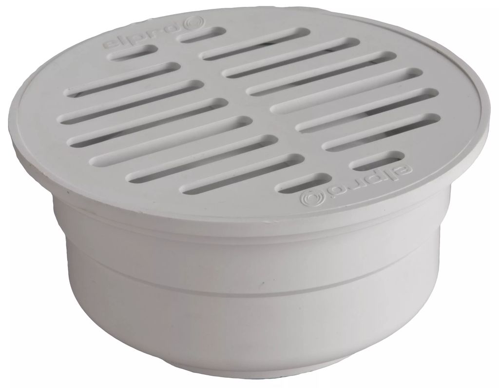 COLADERA PARA PISO REDONDA UNIVERSAL CON REJILLA BLANCA SIN TAPETE, ELPRO
