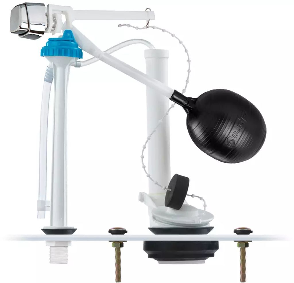 JUEGO DE HERRAJES PARA W. C. CON VALVULA DE ADMISION DE 10.1/2" CON BOTON LATERAL EN POLIPROPILENO, ELPRO