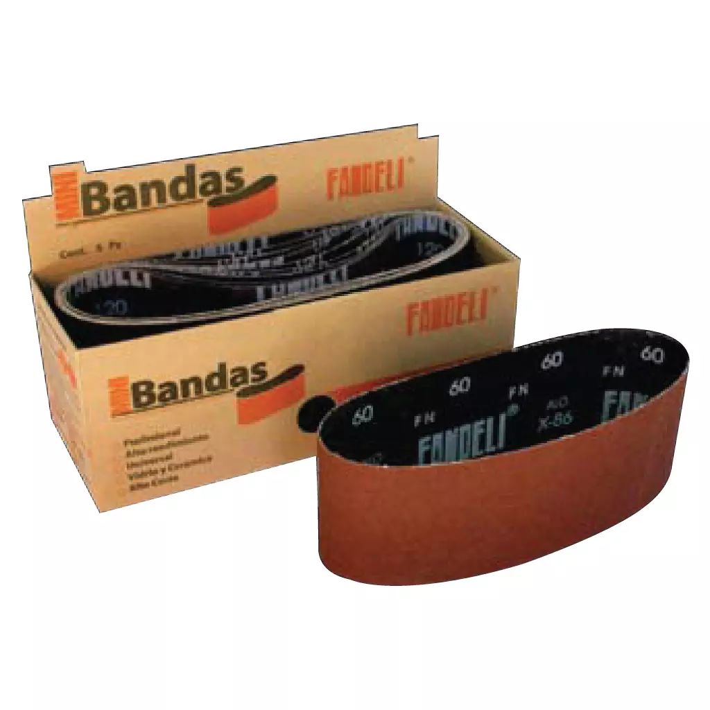 BANDA DE LIJA 4" X 36" GRANO 120 PARA MADERA Y METAL (X-86 ALO), FANDELI