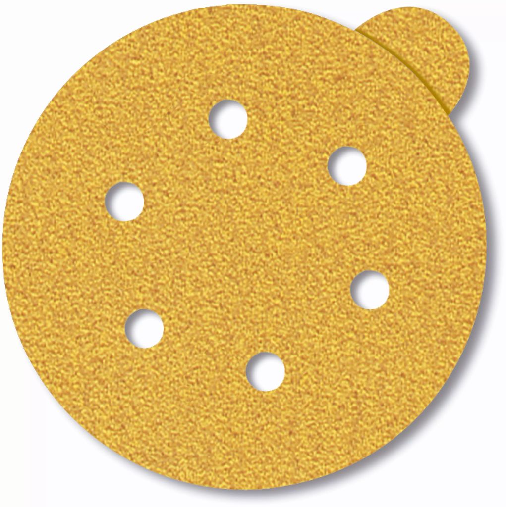 DISCO DE LIJA AUTOAD. 6" G220 C/PEG. Y RESP. DE PAPEL 6 HOYOS (USO GRAL.), FANDELI