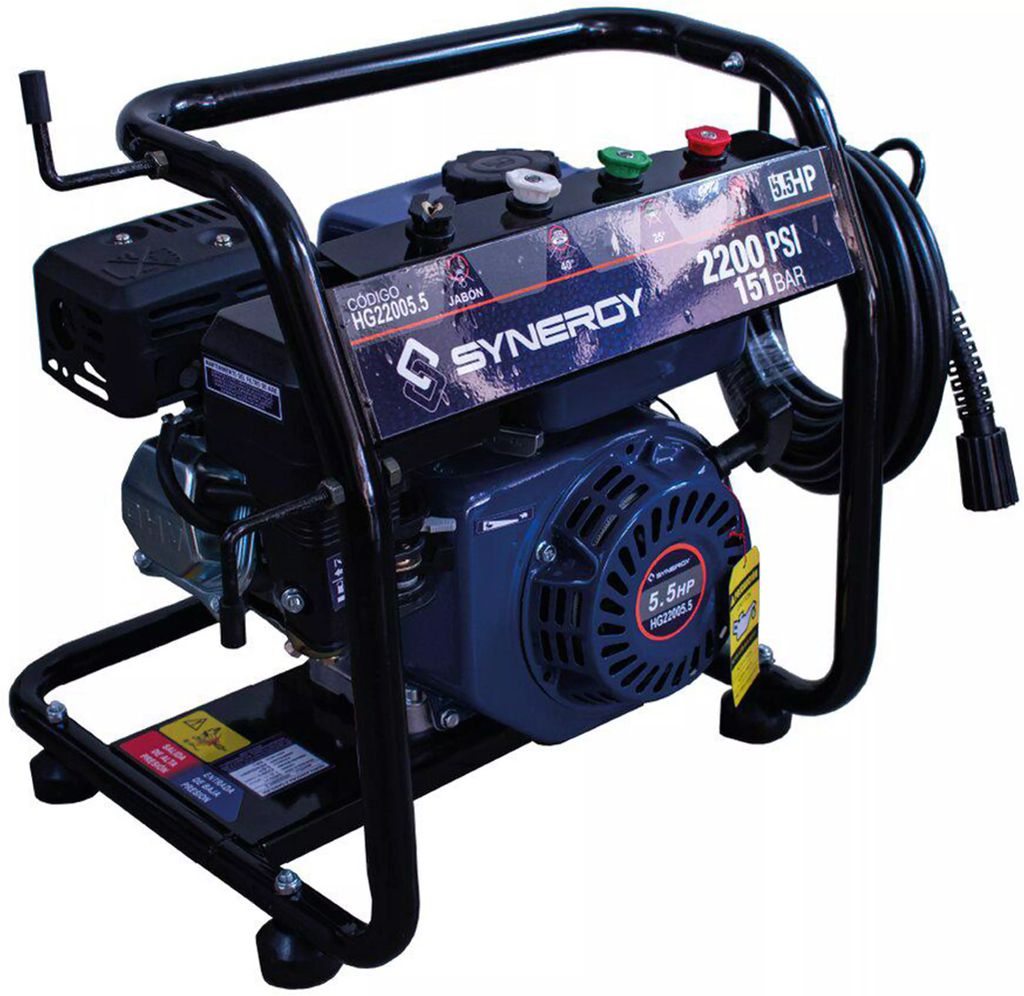 HIDROLAVADORA A GASOLINA 2200PSI 5.5 HP MOTOR 4 TIEMPOS AUTO APAGADO, Synergy