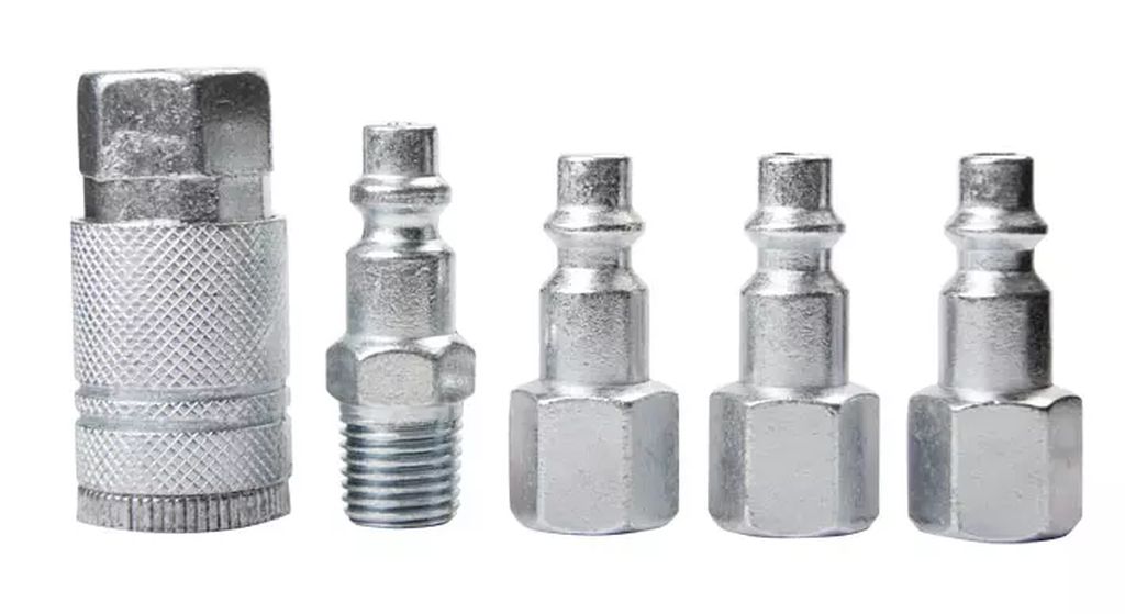 JUEGO DE COPLES PARA MANGUERA DE AIRE 1/4" 5 PZAS CROMADO, GONI