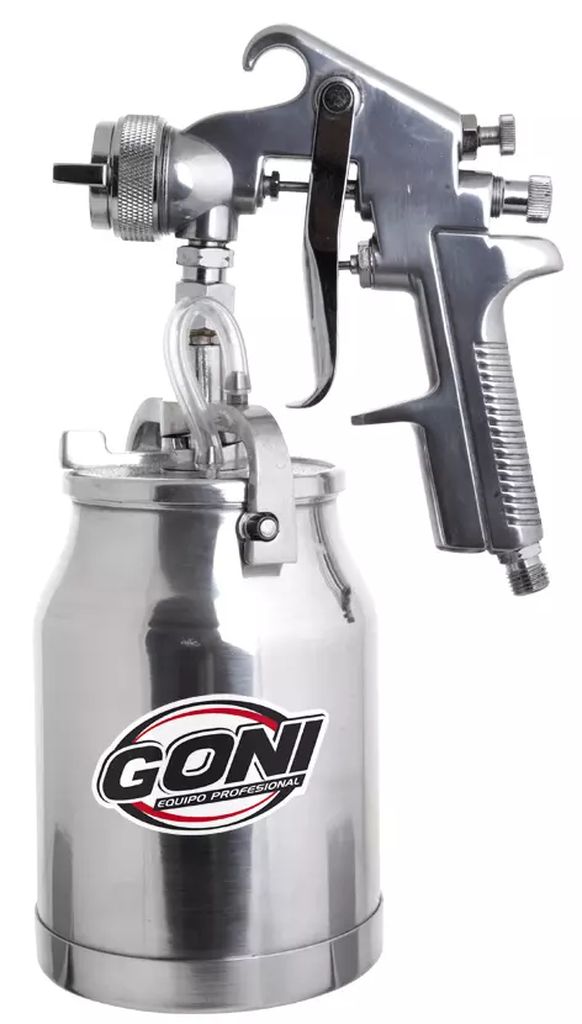PISTOLA PARA PINTAR DE SUCCION VASO ALUMINIO ALTA PRODUCCION 2 REGULADORES, GONI