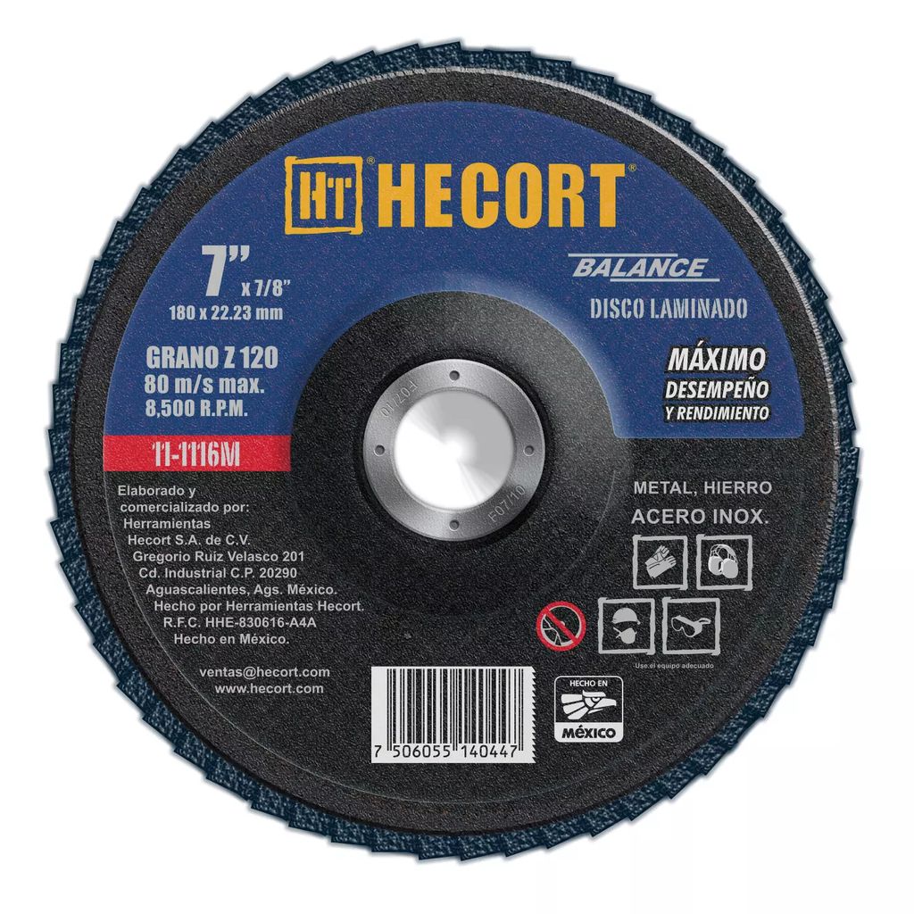 DISCO LAMINADO 7"X7/8" G120 T-29 (BALANCE), HECORT