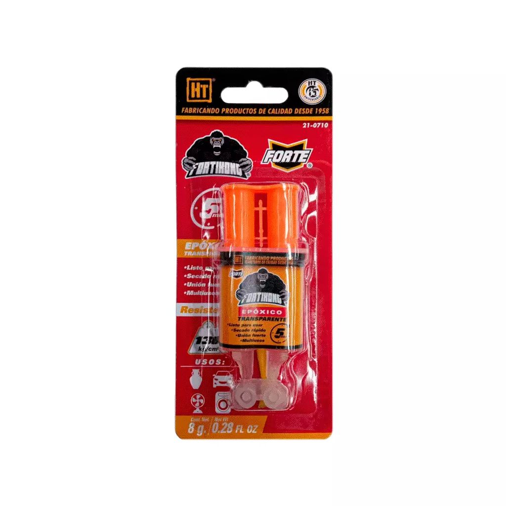 ADHESIVO EPOXICO EN JERINGA 8 ML (0.28 OZ) TRANSPARENTE 5 MINUTOS, FORTE