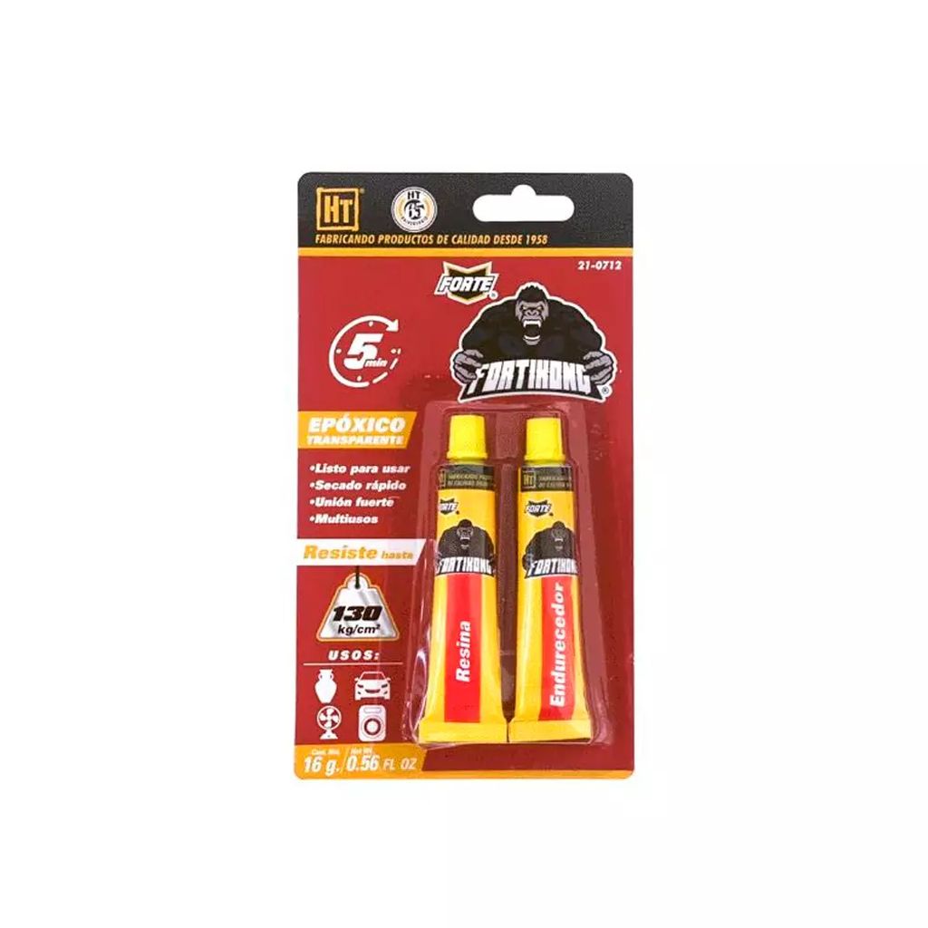 ADHESIVO EPOXICO EN TUBO 16 ML (0.56 OZ) TRANSPARENTE 5 MINUTOS, FORTE