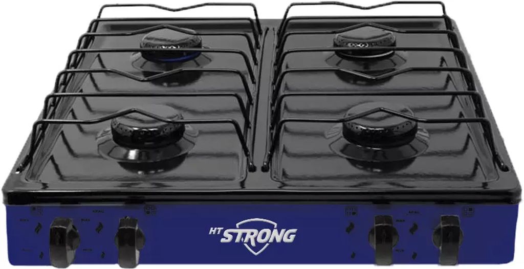 ESTUFA DE MESA 4 QUEMADORES CON VALVULA DE SEGURIDAD AZUL, HECORT