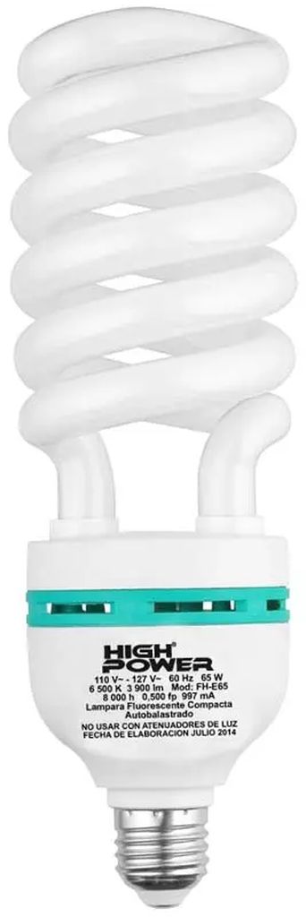 FOCO AHORRADOR ESPIRAL 65W LUZ DE DIA, HIGH POWER