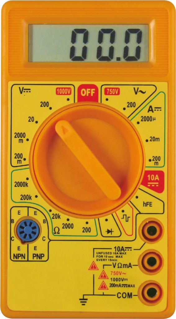 MULTIMETRO DIGITAL VOLTAJE DCV, ACV, DCA, HFE, HIGH POWER