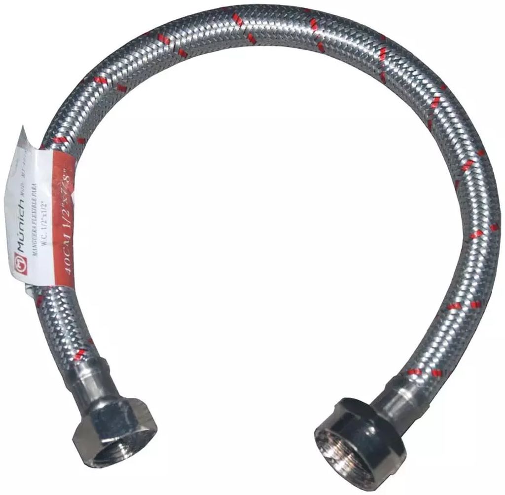 MANGUERA PARA WC FLEXIBLE 40CM SALIDA 1/2"X7/8", MUNICH