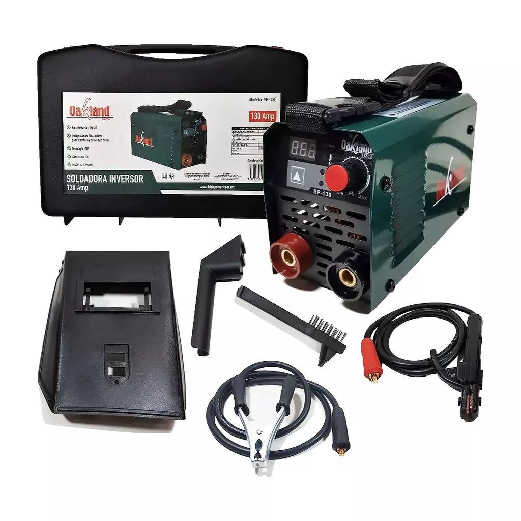 SOLDADORA PARA ELECTRODO REVESTIDO INVERTER 010-120 A 120 V (CA) Y TIG LIFT  C/CABLES CARETA CEPILLO, OAKLAND