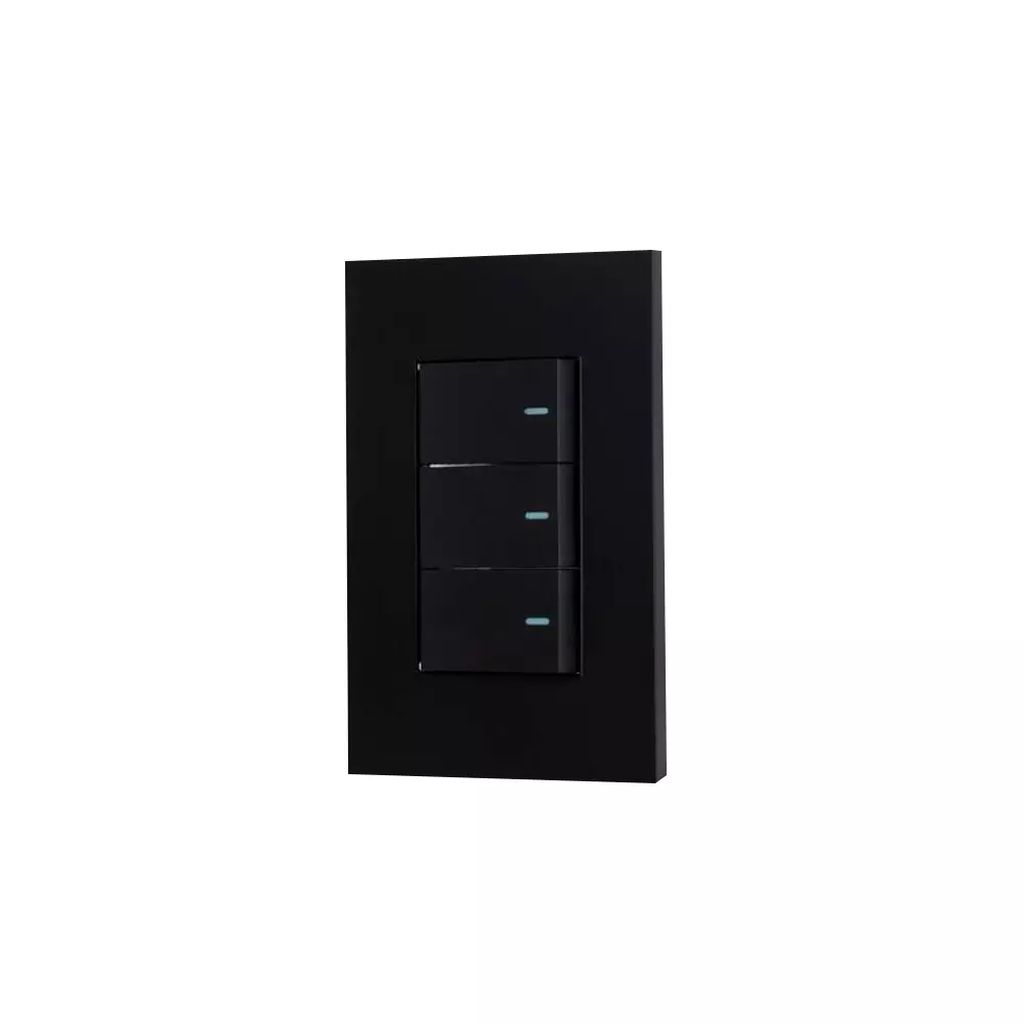 PLACA C/3 INTERRUPTORES NEGRO MATE, MAGNALUX