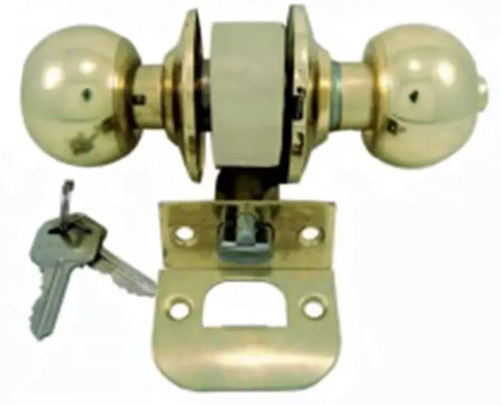 CERRADURA POMO TUBULAR BAÑO LATON ANTIGUO, MUNICH