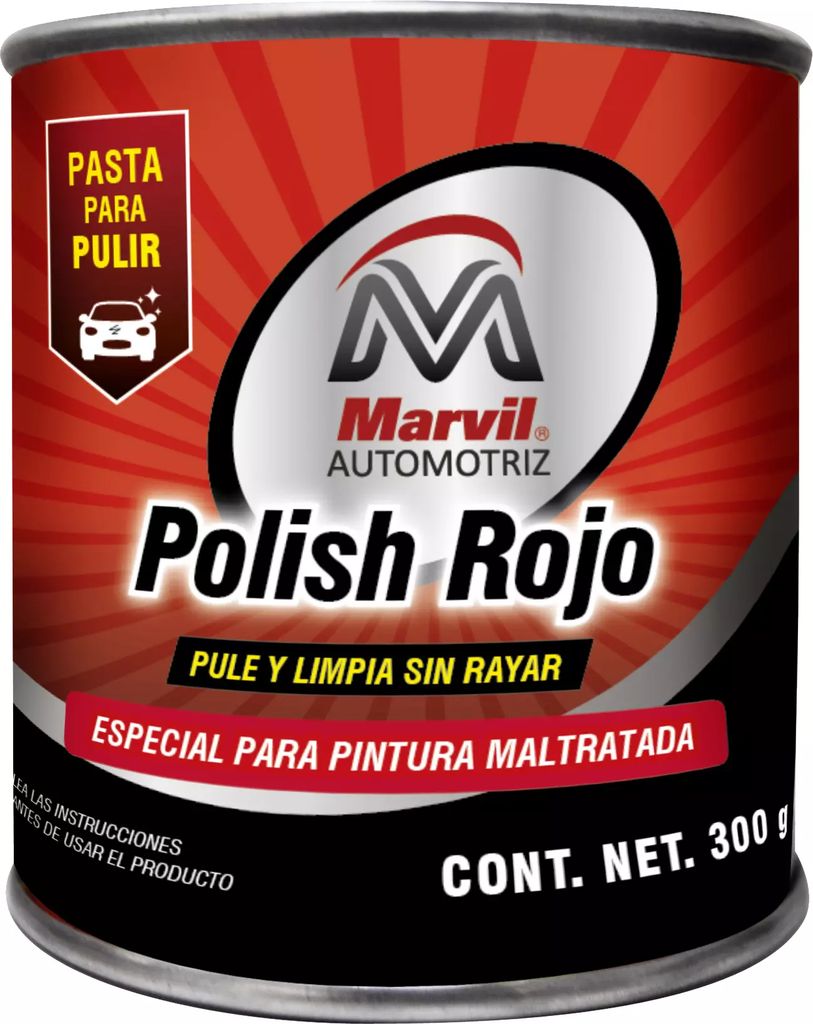 PASTA PARA PULIR ROJA 300 GR PARA PINTURA MALTRATADA, MARVIL