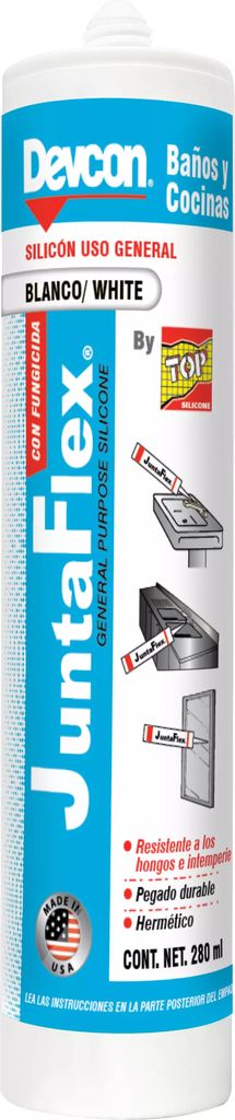 SILICON USO GENERAL BLANCO 280 ML JUNTA FLEX BY QUALTEX, DEVCON