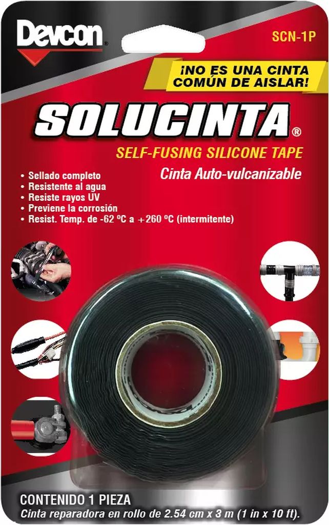 CINTA DE HULE AUTOFUSIONABLE DE SILICON 24MMX3MT SOLUCINTA, DEVCON SCN-1P