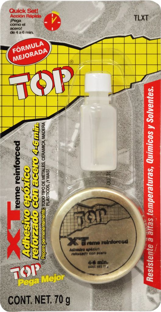 ADHESIVO EPOXICO EN LATA 70 GR NEGRO 4-6 MIN REFUERZO DE ACERO (X-TREME REINFORCED), TOP
