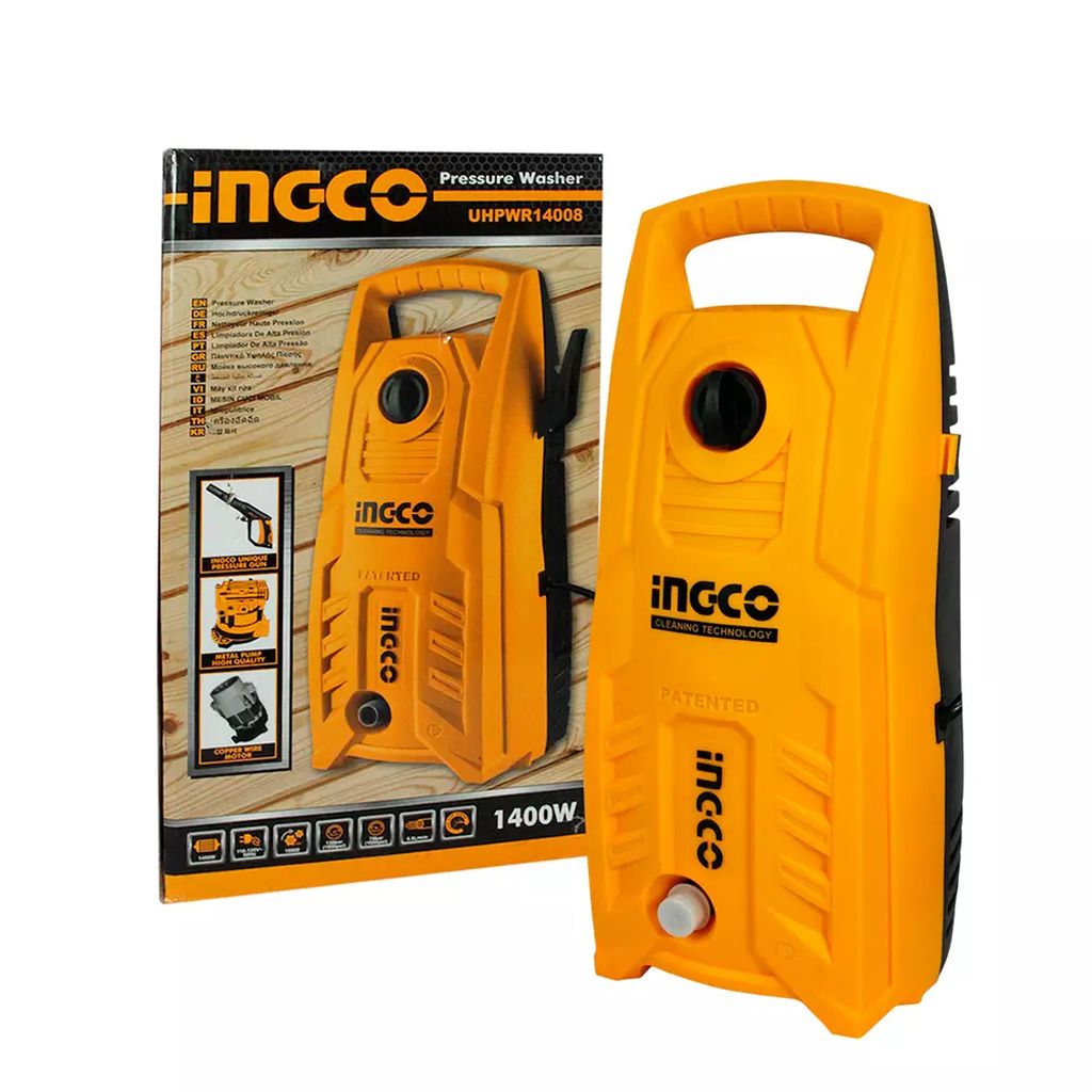 HIDROLAVADORA ELECTRICA 1900 PSI 1400W 5.5 LT/MIN C/PISTOLA DE AGUA C/SISTEMA DE PARADA AUTOMATICA, INGCO