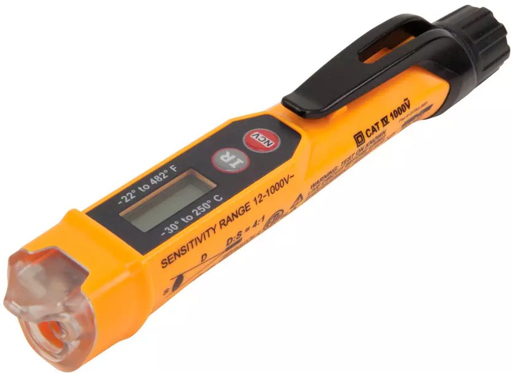 PROBADOR DE VOL SIN CONTACTO 12 V A 1000 V CA CON TERM INFRARROJO-22 °F A 482 °F (-30 °C A 250 °C), KLEIN