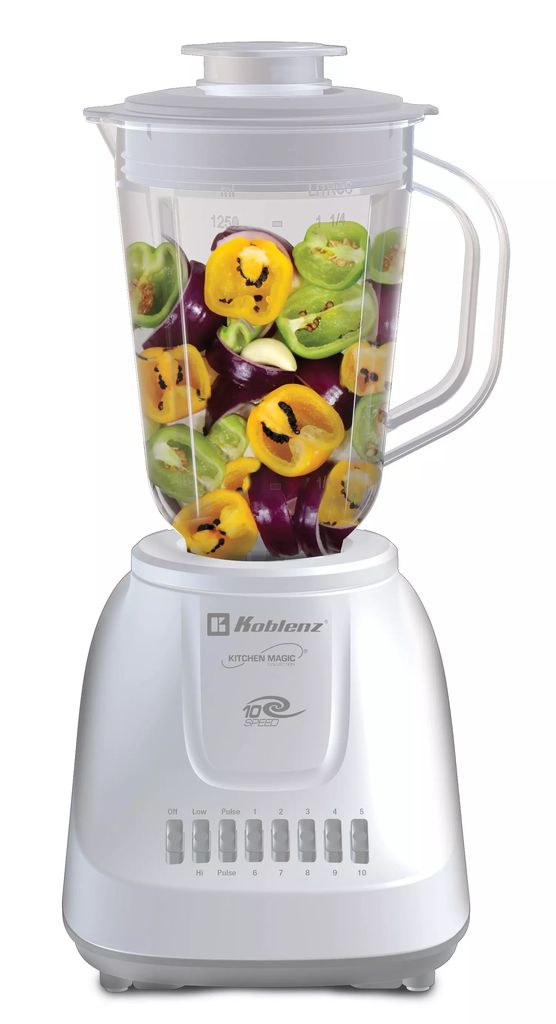 LICUADORA 400 W 10 VEL + 2 PULSOS CON VASO DE PLASTICO 1.250 LT COLOR  BLANCO (DELI), KOBLENZ